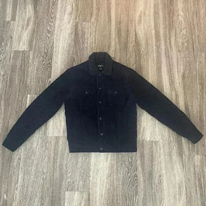 Mens Forever 21 Black Jean Jacket Sherpa Lined - M